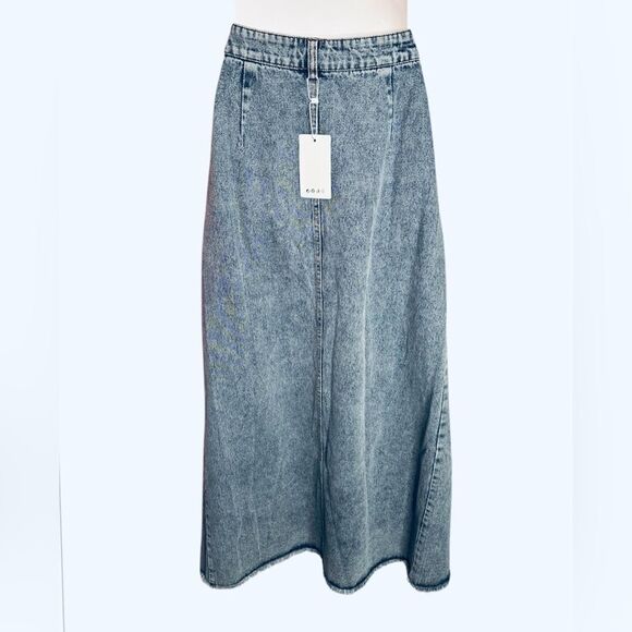 Crossover Slit Denim Jean Skirt - Picture 2 of 3